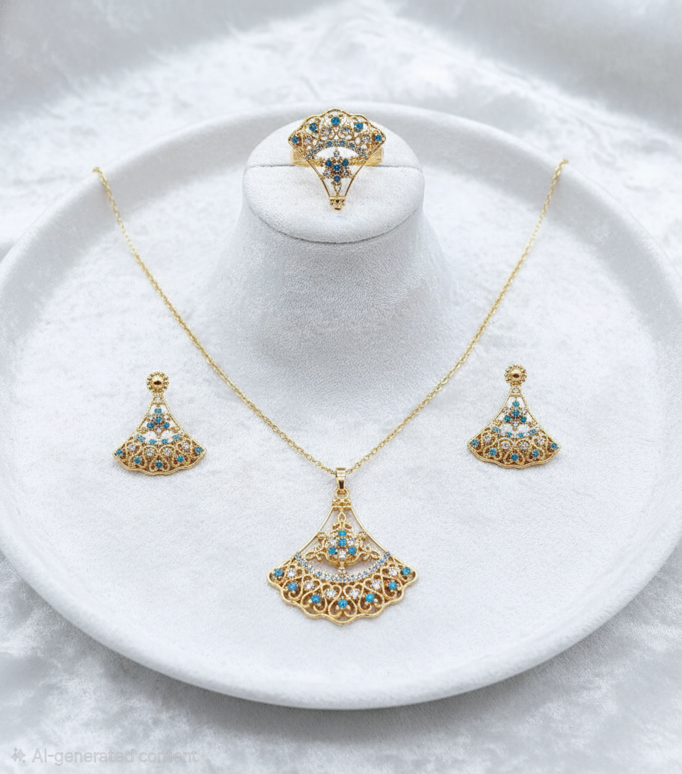 Turath necklace earrings and ring set