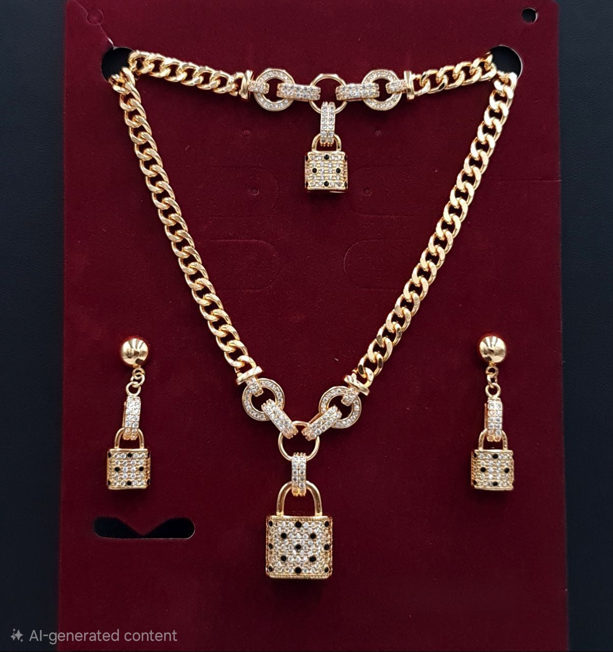 Cuban Chain Lock Jewelry Set