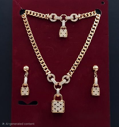 Cuban Chain Lock Jewelry Set