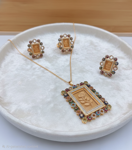 Turath3 necklace earrings and ring set