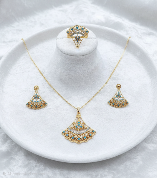 Turath necklace earrings and ring set