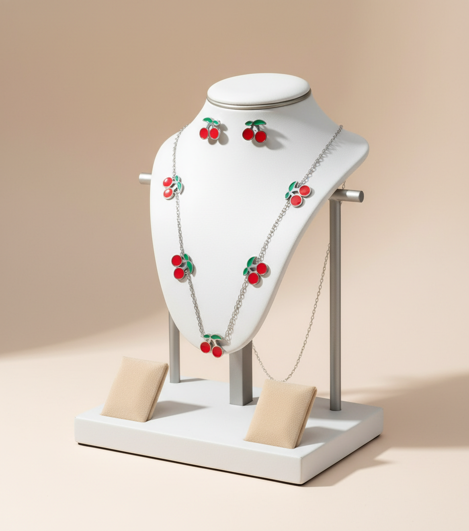 A cherry earring and necklace set