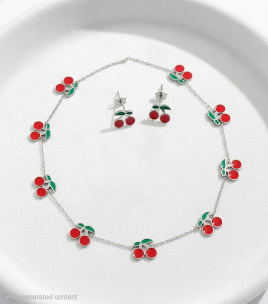 A cherry earring and necklace set