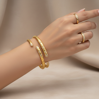 Serene Duo Snake Bracelet & Ring Set