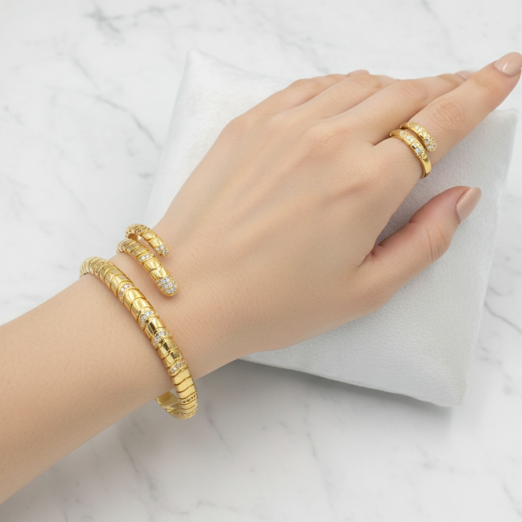 Serene Duo Snake Bracelet & Ring Set