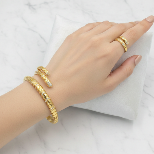 Serene Duo Snake Bracelet & Ring Set