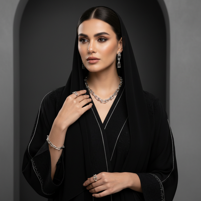 Celeste Silver Link Jewelry Set