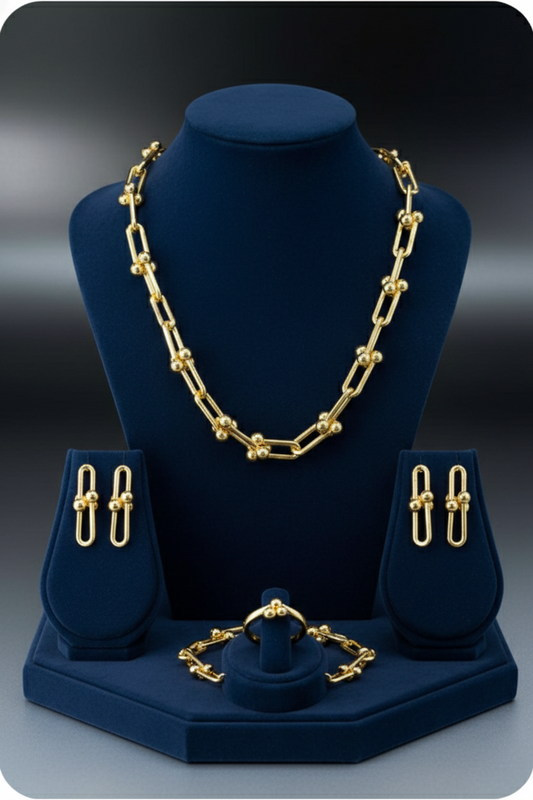 Celeste Silver Link Jewelry Set