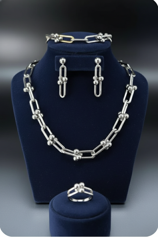 Celeste Silver Link Jewelry Set