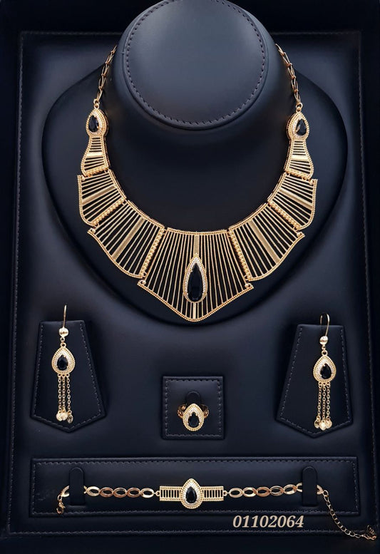 Black Teardrop Statement Jewelry Set